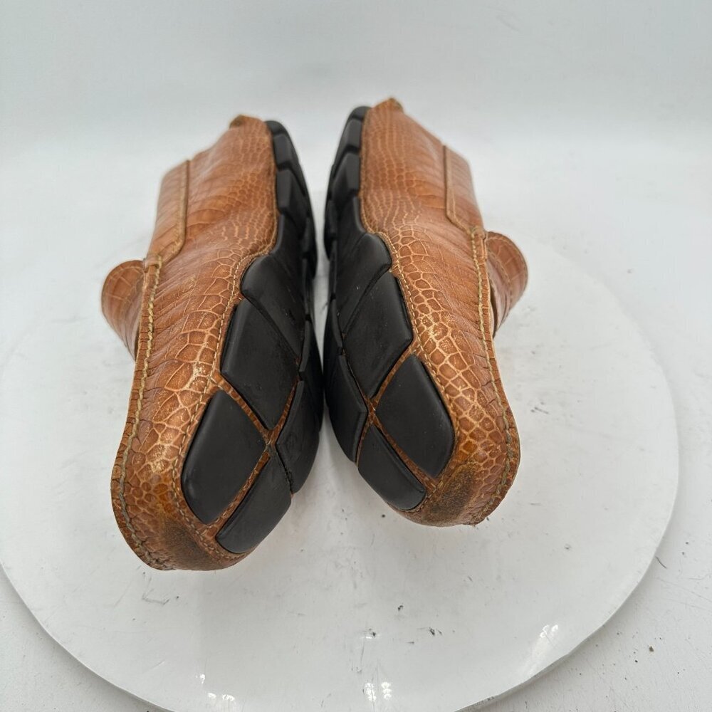 Prada Men Size 8 Brown Faux Crocodile Leather Slip On Penny Loafer Dress Shoes - Picture 7 of 13